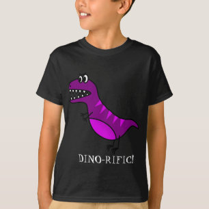 Camiseta Diseño de un niño de dinosaurio púrpura y delgado