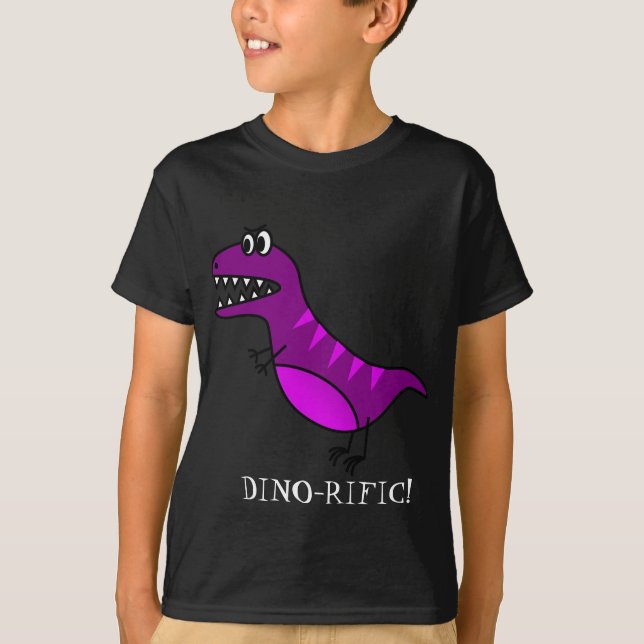 Camiseta Diseño de un niño de dinosaurio púrpura y delgado (Anverso)