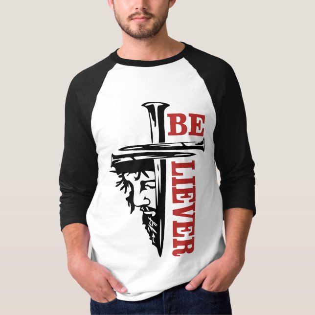 Camiseta Diseño de uña de cruz de Jesús – Cristiano poderos (Anverso)