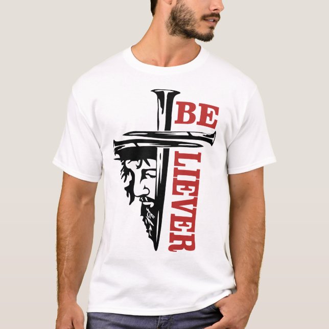 Camiseta Diseño de uñas de cruz de Jesús – Cristiano podero (Anverso)