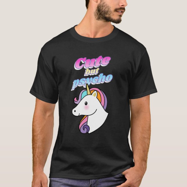 Camiseta Diseño de unicornio curo pero psicoso (Anverso)