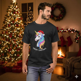 Camiseta Diseño de unicornio Feliz Navidad