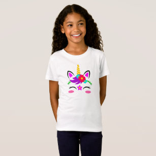 Camiseta Diseño de unicornio multicolor para chicas.