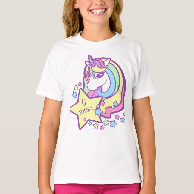 Camiseta Diseño de unicornio para chicas de cumpleaños (Anverso)