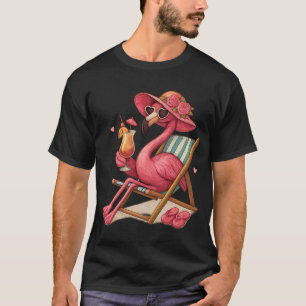 Camiseta Diseño de Vacaciones en la Playa de Flamencos Trop