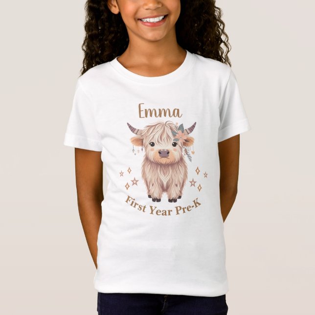 Camiseta Diseño de vacas en la región montañosa para Chicas (Anverso)
