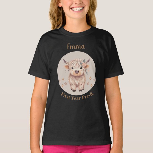 Camiseta Diseño de vacas en las tierras altas para Chicas (Anverso)