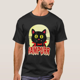 Camiseta Diseño de vampiro Vampurr gato negro de Halloween