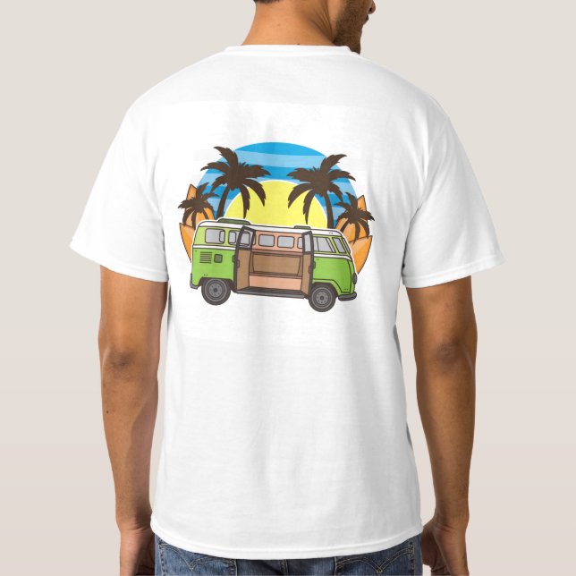 Camiseta Diseño de Van Beach y Palm Tree (Reverso)
