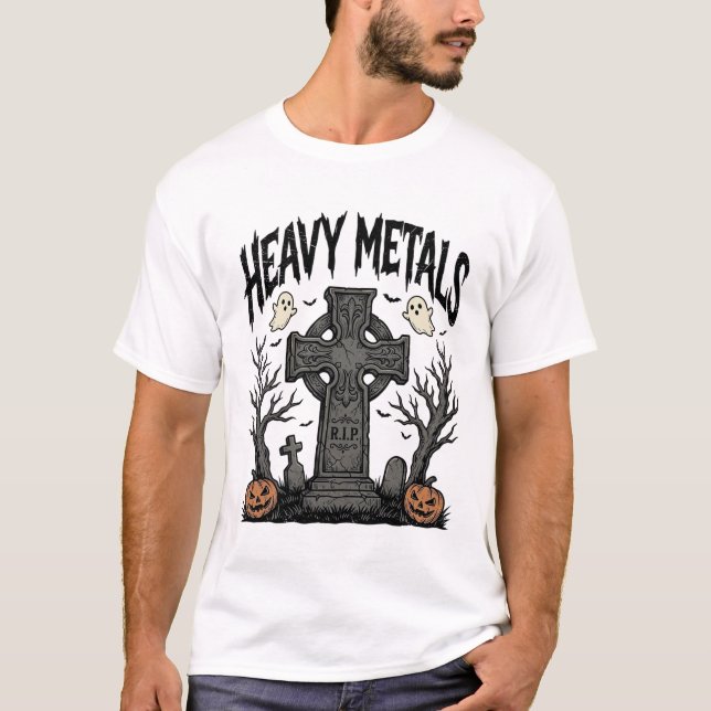 Camiseta Diseño de vector cementerio de Halloween de metale (Anverso)