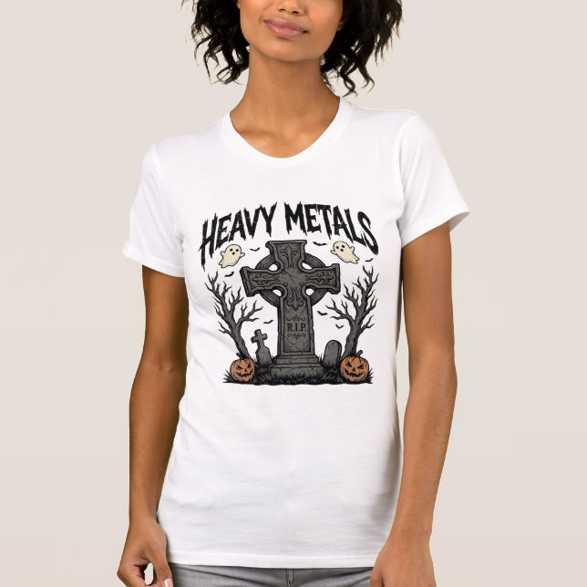 Camiseta Diseño de vector cementerio de Halloween de metale (Anverso)