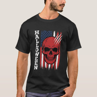 Camiseta Diseño de vector de bandera de cráneo de Halloween