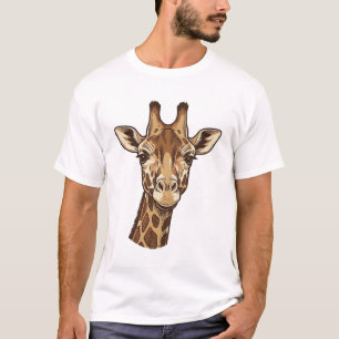 Camiseta Diseño de vector de cabeza de jirafa grabada vinta
