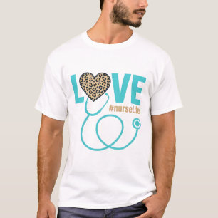 Camiseta Diseño de vector de estetoscopio de leopardo de am