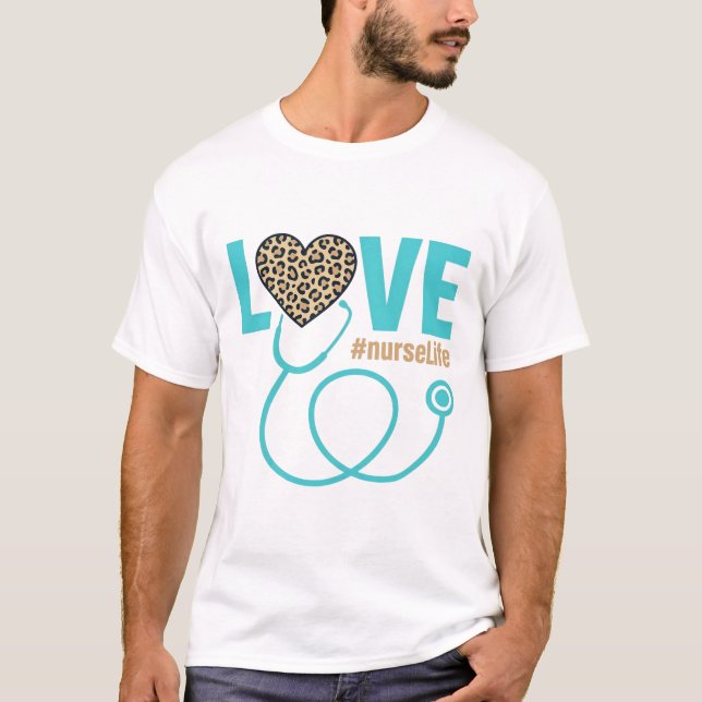 Camiseta Diseño de vector de estetoscopio de leopardo de am (Anverso)