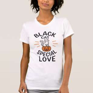 Camiseta Diseño de vector de gato negro especial amor Hallo