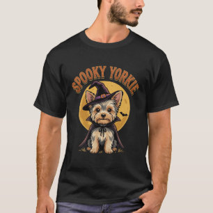 Camiseta Diseño de vector de perro bruja de Halloween Yorki