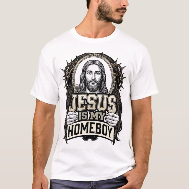Camiseta Diseño de vector de santa faz coronada grabada vin (Anverso)
