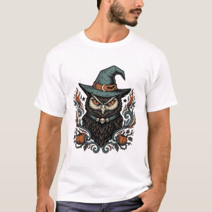 Camiseta Diseño de vector de sombrero de bruja de búho de H