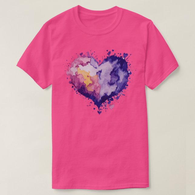 Camiseta diseño de vectores de corazón de acuarela ultra de (Diseño del anverso)