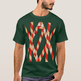 Camiseta Diseño de vectores rojos de candy cane para navida
