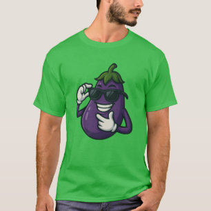 Camiseta Diseño de vegetal de berenjena genial con gafas de