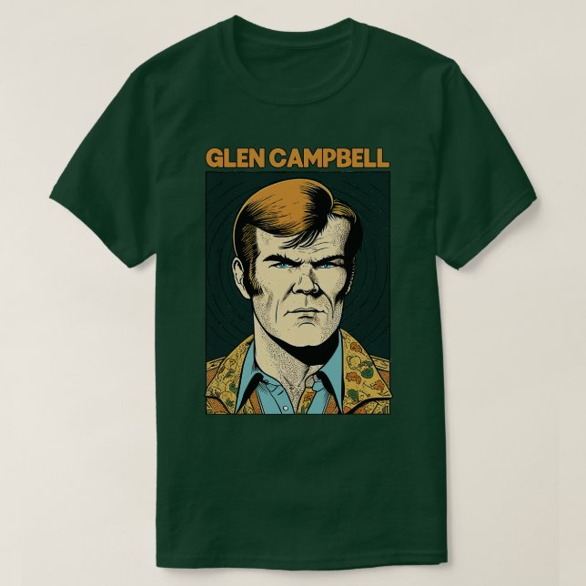 Camiseta Diseño de ventilador de estilo retro Glen Campbell (Diseño del anverso)