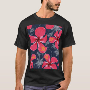 Camiseta Diseño de verano de las flores tropicales de Hibis