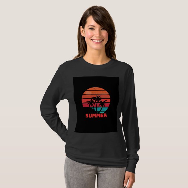Camiseta diseño de verano de mangas largas (Anverso completo)