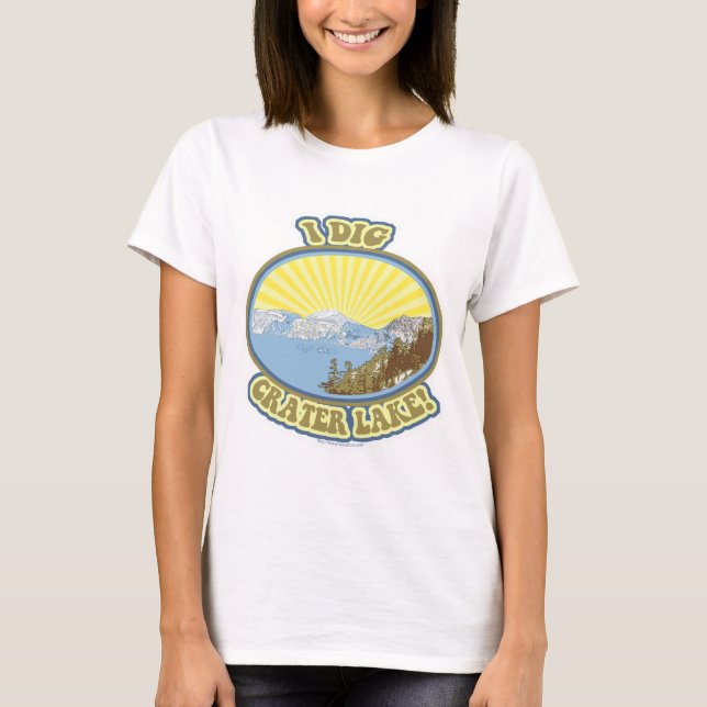 Camiseta Diseño de viaje ilustrado de I Dig Crater Lake (Anverso)