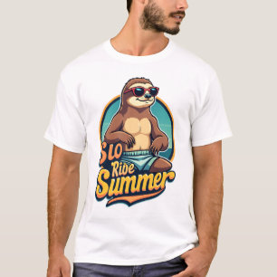Camiseta Diseño de Vibraciones de Playa Retro de Verano Per