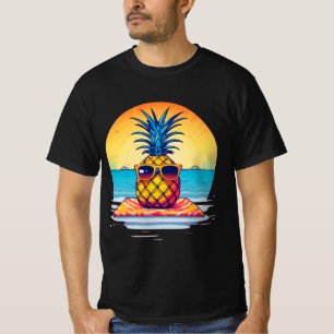 Camiseta Diseño de vibraciones de verano de piña de pollo,
