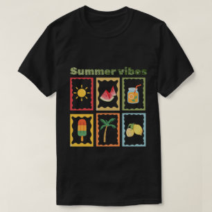 Camiseta Diseño de Vibraciones de Verano Retro