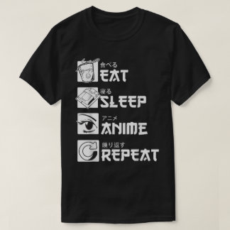 Camiseta Diseño de vida otaku Come Dormir Anime Repite