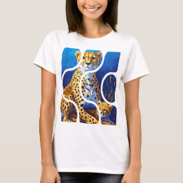 Camiseta Diseño de vida silvestre de madre y cría de guepar