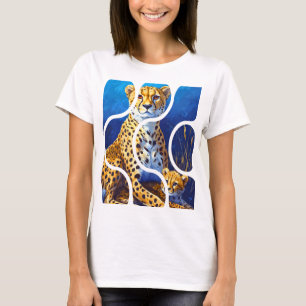 Camiseta Diseño de vida silvestre de madre y cría de guepar