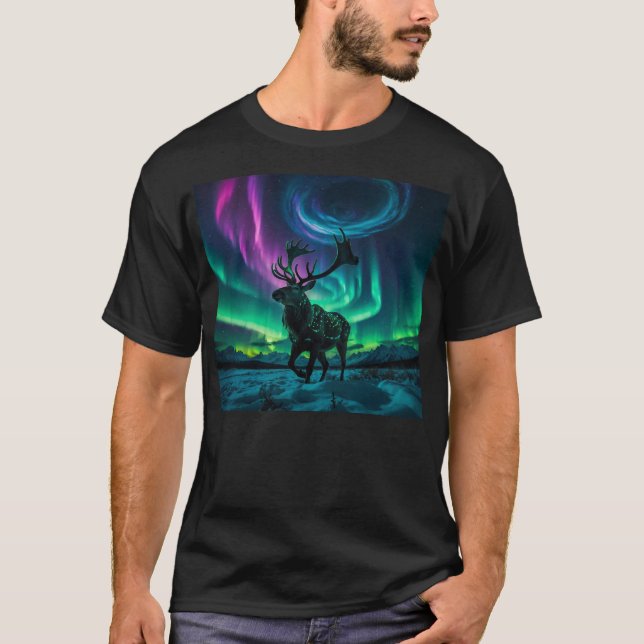 Camiseta Diseño de vida silvestre para renos y luces del no (Anverso)