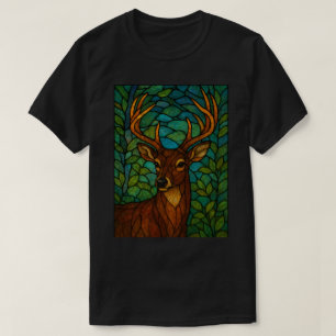 Camiseta Diseño de vidrio tintado estilo Tiffany de ciervo
