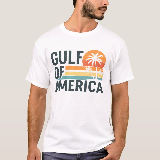 Camiseta Diseño de vigas de playa retro del Golfo de Améric (Anverso)