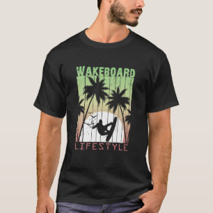 Camiseta Diseño De Vintage De Estilo De Vida De Wakeboard P