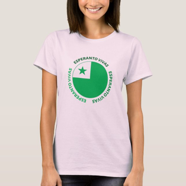 Camiseta Diseño de vivas/vidas de esperanto con arte de pal (Anverso)