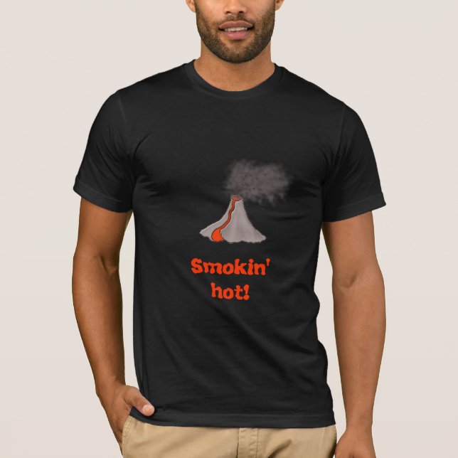 Camiseta Diseño de volcán caliente para fumadores — Oscuro (Anverso)