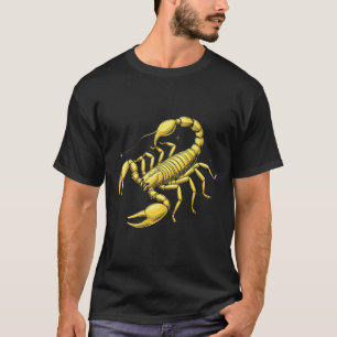 Camiseta Diseño de Zodiaco Escorpión Dorado con Ornamentos
