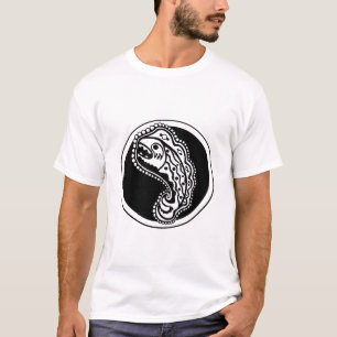 Camiseta Diseño decorativo de peces blancos y negros