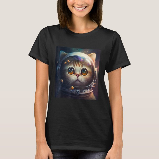 Camiseta Diseño del astronauta del gato en el espacio exter (Anverso)