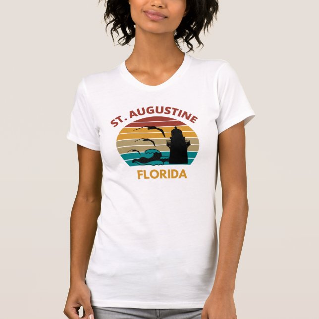 Camiseta Diseño del atardecer retro de St. Agustine Florida (Anverso)