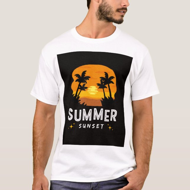 Camiseta Diseño del atardecer tropical - Vibes de playa ret (Anverso)