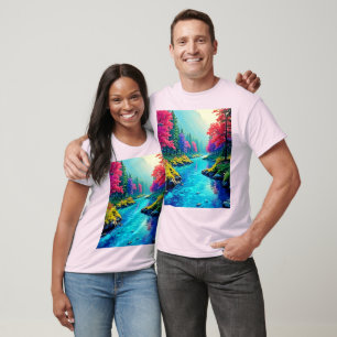 Camiseta Diseño del Camino Forestal Soñador del Río Místico