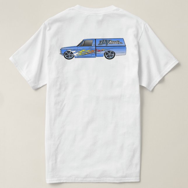 Camiseta Diseño del Camper Flamado de Luv Truck Garage (Reverso del diseño)