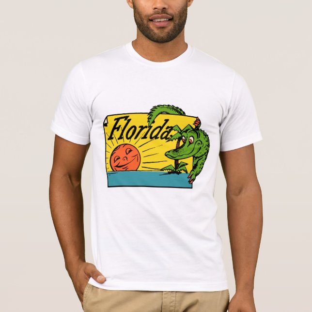 Camiseta diseño del cocodrilo de la Florida de los años 50 (Anverso)